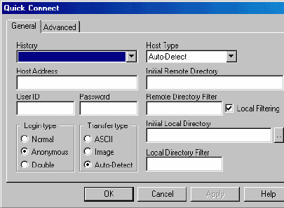 Cute FTP Quick Connect Screen