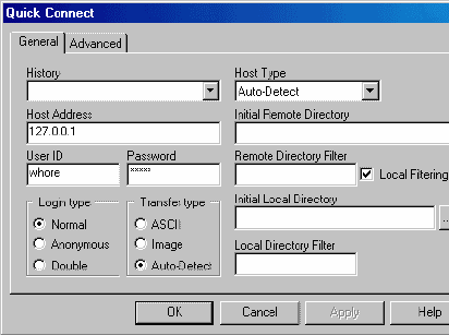 Cute FTP Quick Connect Screen Filled in.